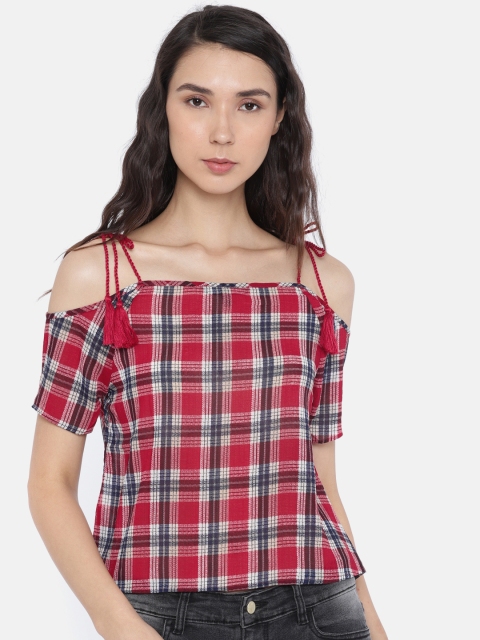 

Vero Moda Women Red Checked Top