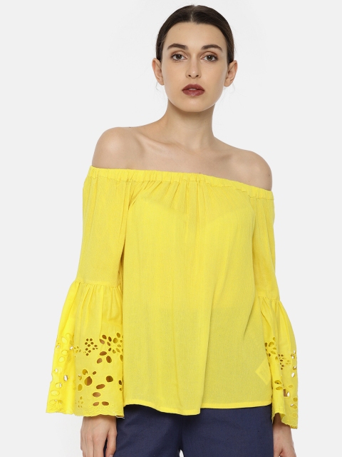 

Vero Moda Women Yellow Solid Bardot Top