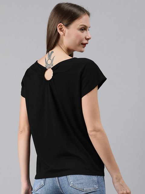 

Vero Moda Women Black Solid Knitted Top