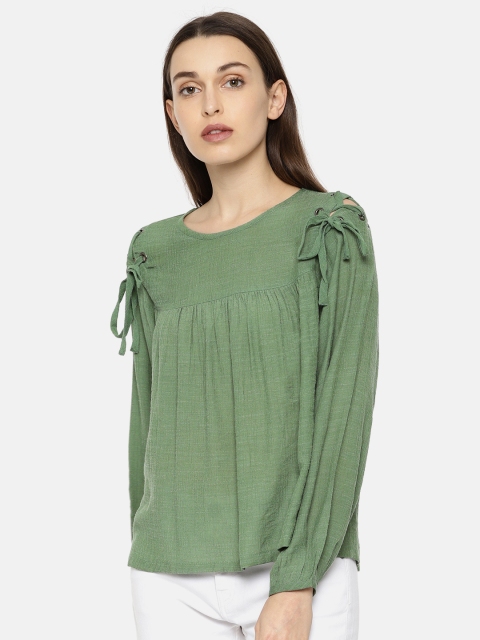 

Vero Moda Women Green Solid Top