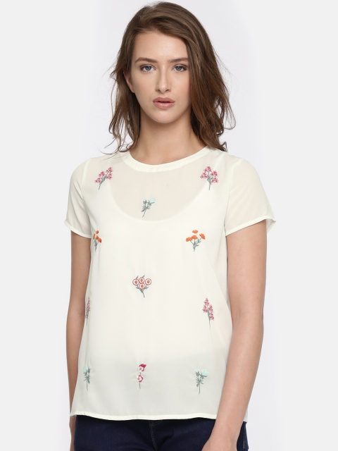 

Vero Moda Women White Self-Design Top
