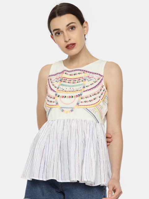 

Vero Moda Women White Embroidered Top