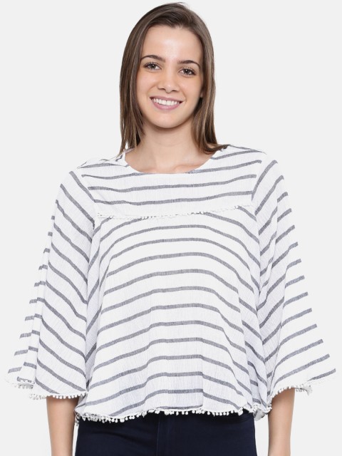 

Vero Moda Women White Striped Boxy Top