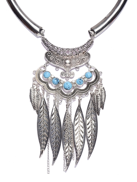 

Shining Diva Silver-Toned Metal Oxidised Necklace