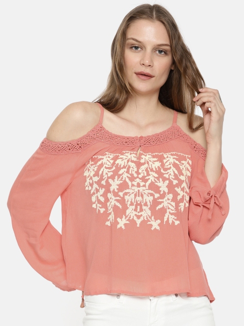 

Vero Moda Women Pink Self Design Top