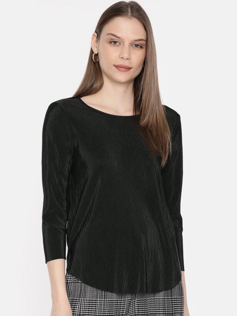 

ONLY Women Black Self-Striped Top