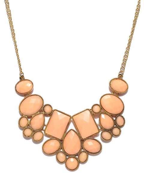 

Shining Diva Gold-Toned & Orange Metal Gold-Plated Choker Necklace