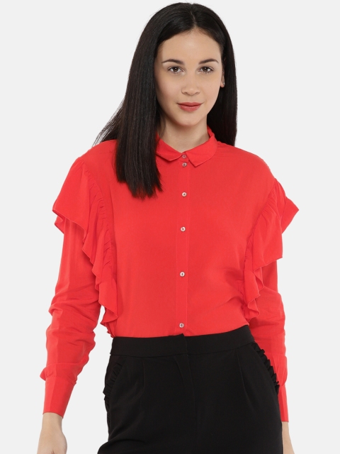 

ONLY Women Red Solid Shirt Style Top