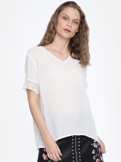 

ONLY Women White Solid Top