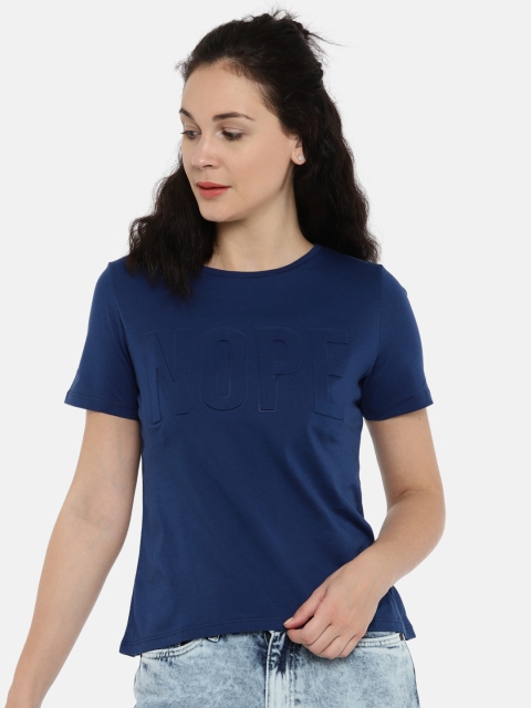 

ONLY Women Blue Solid T-shirt, Navy blue