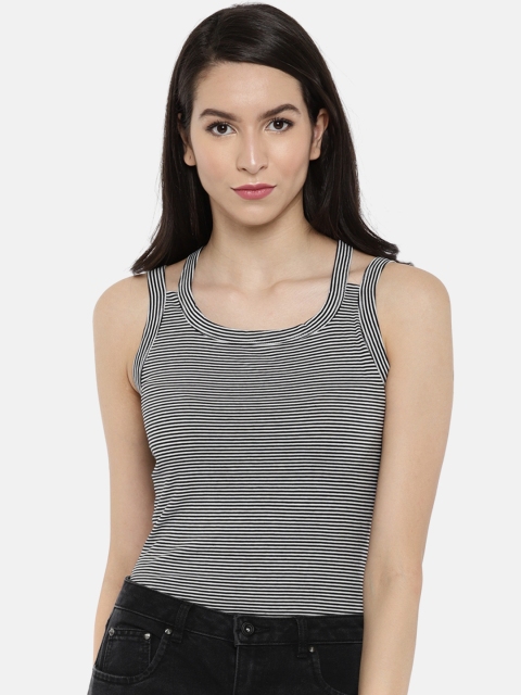 

ONLY Women White & Black Striped Styled Back Top