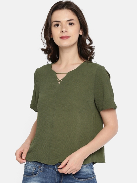 

ONLY Women Olive Green Solid Top