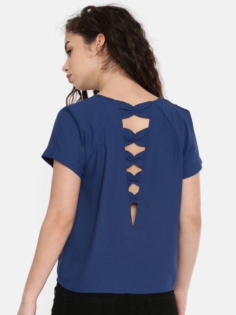 

ONLY Women Blue Solid Styled Back Top