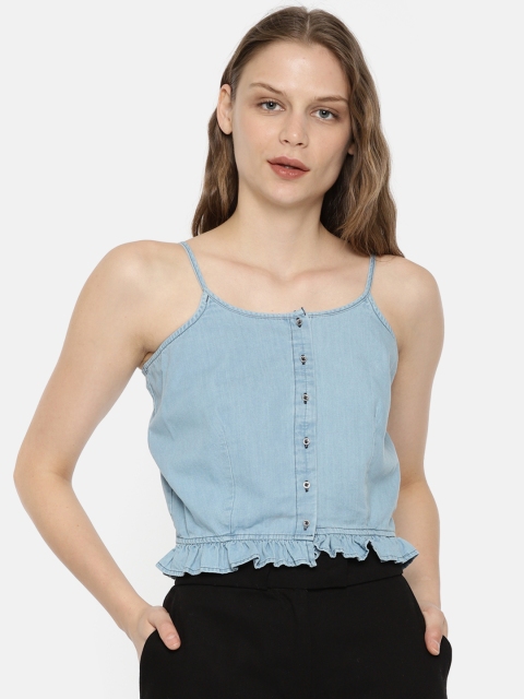 

ONLY Women Blue Solid Top