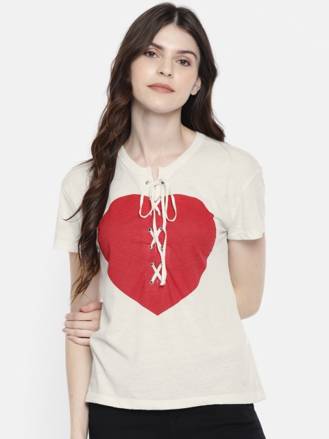 

ONLY Women Off-White Printed Top
