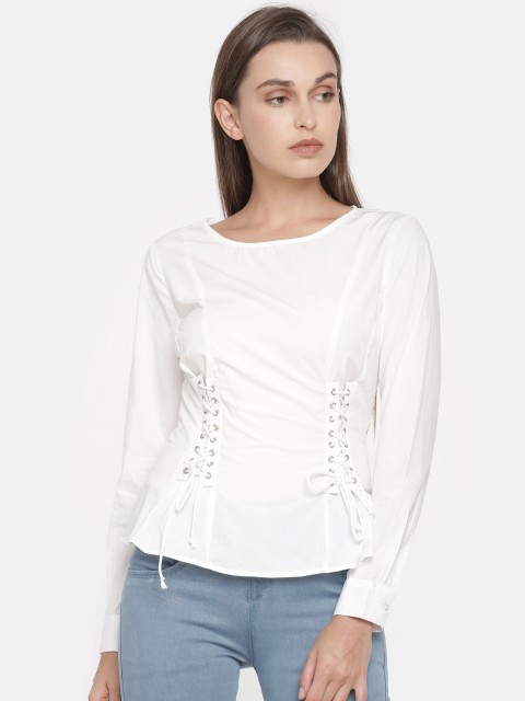

ONLY Women White Solid Top