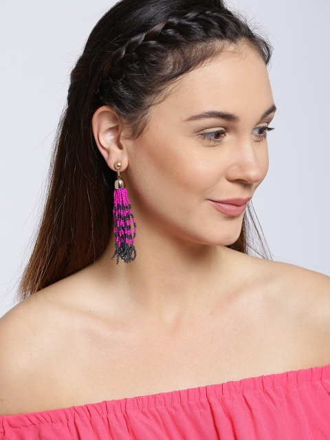 

ToniQ Blue & Magenta Contemporary Drop Earrings