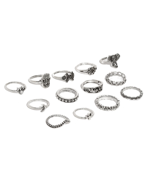 

Toniq Women Set of 13 Oxidised Silver-Toned Rings