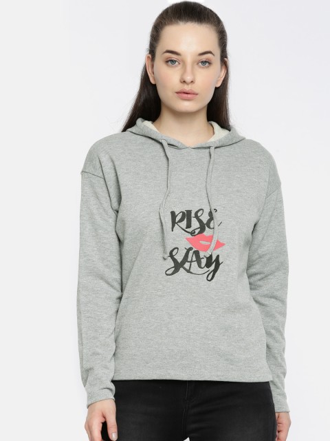 

Jealous 21 Women Grey Printed Hooded Sweatshirt