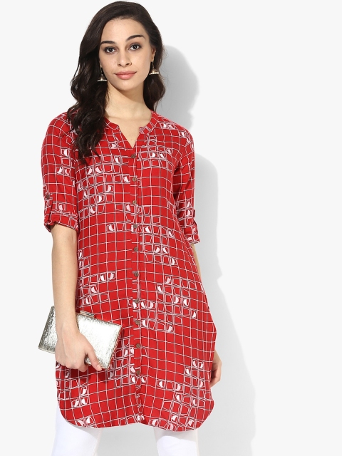 

Global Desi Red & White Checked Tunic