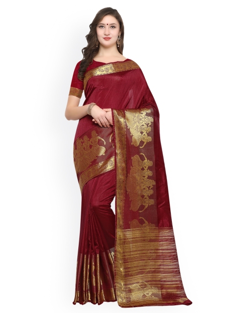 

Styles Closet Maroon Art Silk Woven Design Kanjeevaram Saree