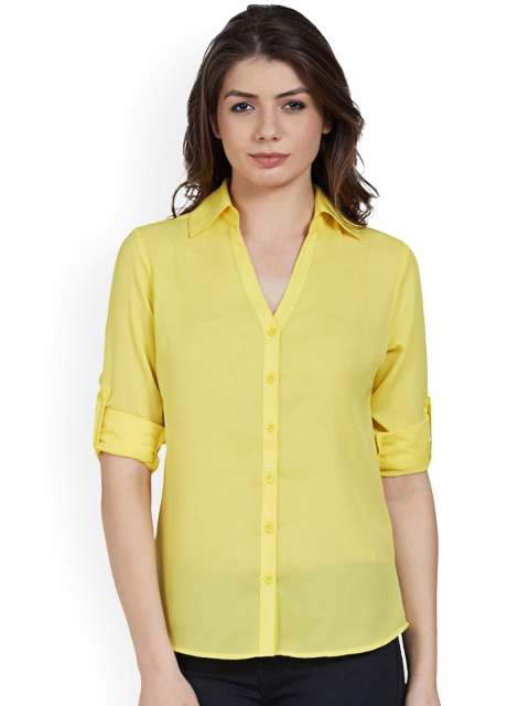 

Blush by PrettySecrets Women Yellow Regular Fit Solid Casual Shirt