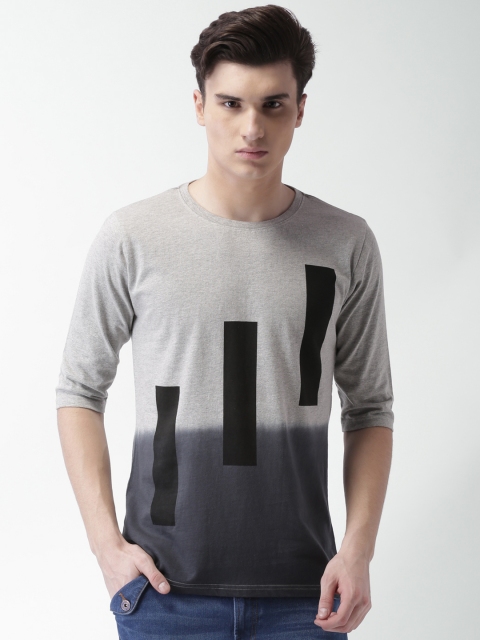 

Blue Saint Men Grey Colourblocked Round Neck T-shirt