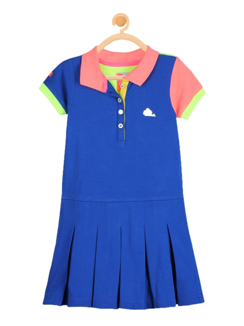 

Cherry Crumble Girls Blue & Lime Green Colourblocked Dress