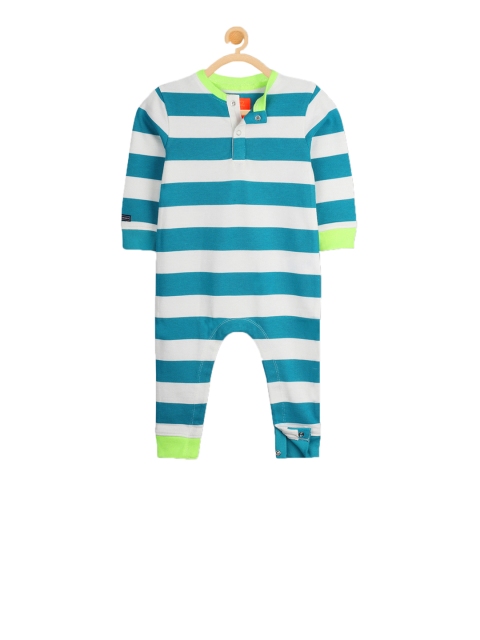 

Cherry Crumble White & Blue Striped Rompers WS-BDSUIT-0760