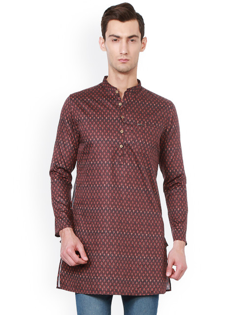 

Peter England Men Brown Printed A-Line Kurta