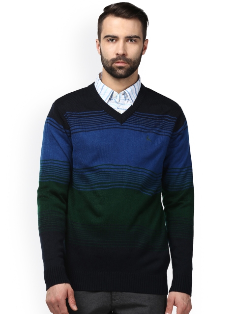 

Parx Men Blue & Green Solid Sweater Vest