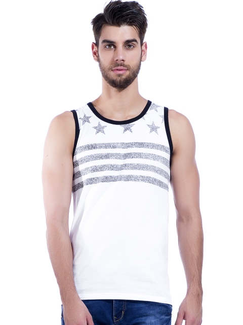 

Maniac Men White Striped Round Neck Slim Fit T-shirt