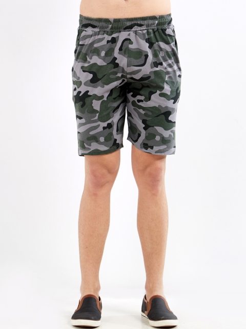 

Maniac Men Grey & Green Camouflage Printed Slim Fit Regular Shorts