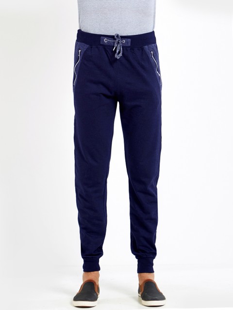 

Maniac Men's Solid Navy Blue Cotton Jogger