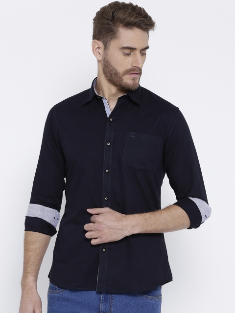 

Duke Men Navy Blue Regular Fit Solid Casual Shirt