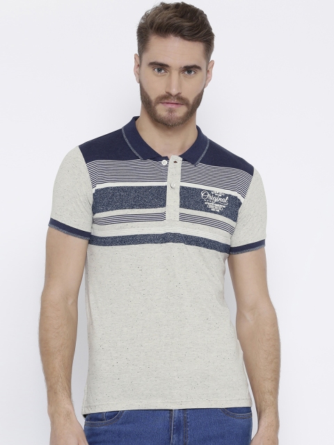 

Duke Men Grey Colourblocked Polo Collar T-shirt