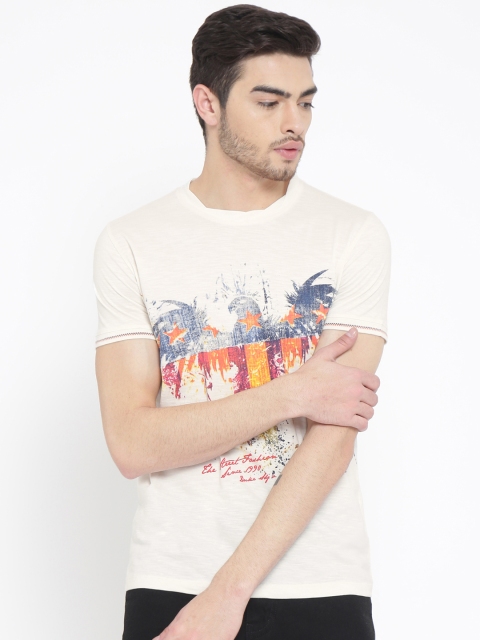 

Duke Men Off-White Printed Round Neck T-shirt