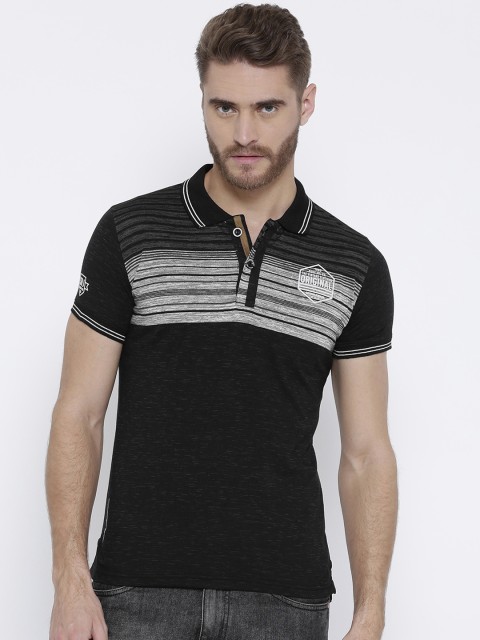 

Duke Men Black Solid Polo Collar T-shirt
