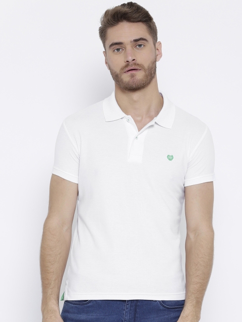 

Duke Men White Solid Polo Collar T-shirt