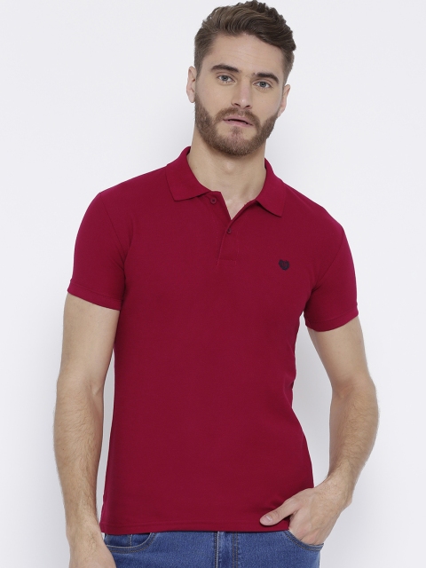 

Duke Men Red Solid Polo Collar T-shirt