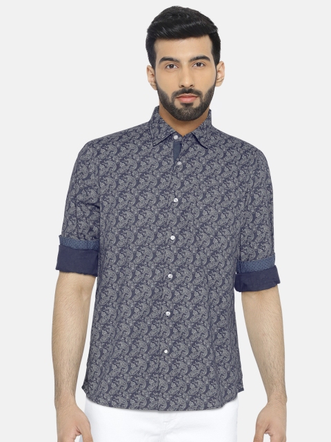 

Blackberrys Men Navy Blue & Off-White Slim Fit Printed Casual Shirt