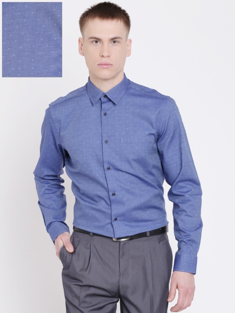 

Blackberrys Men Blue Slim Fit Self-Design Formal Shirt