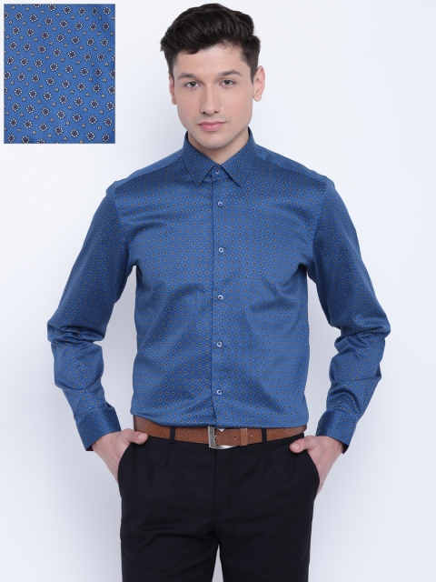 

Blackberrys Men Teal Blue Slim Fit Printed Formal Shirt