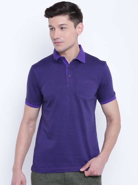 

Blackberrys Men Purple Checked Polo Collar T-shirt