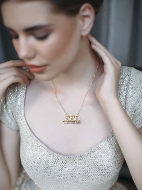 

Zariin Gold-Toned & Off-White Brass Gold-Plated Handcrafted Necklace