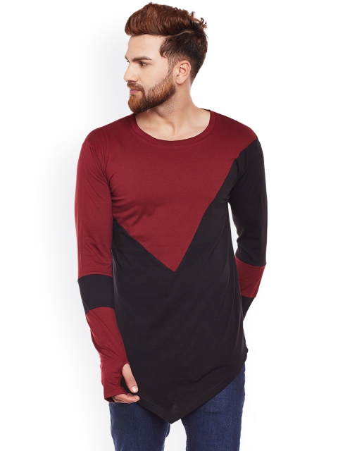 

Hypernation Men Black Colourblocked Round Neck T-shirt