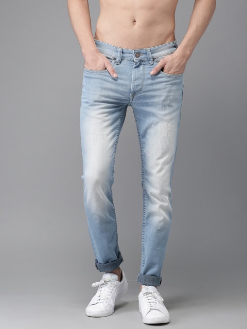 

HERE&NOW Men Blue Skinny Fit Mid-Rise Clean Look Stretchable Jeans