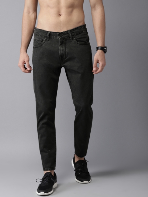 

HERE&NOW Men Black Slim Fit Cropped Mid-Rise Clean Look Stretchable Jeans