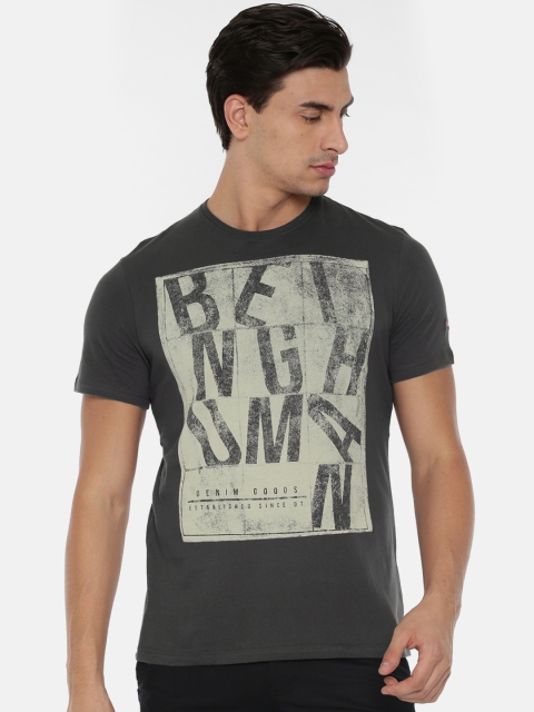 

Being Human Clothing Men Grey Printed Round Neck T-shirt
