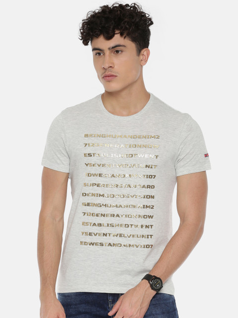 

Being Human Men Grey Printed Round Neck T-shirt